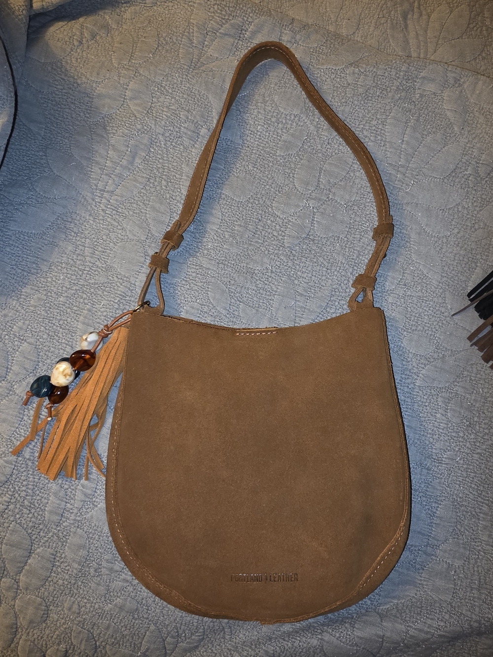 Suede Shoulder Hobo Bag in Brown